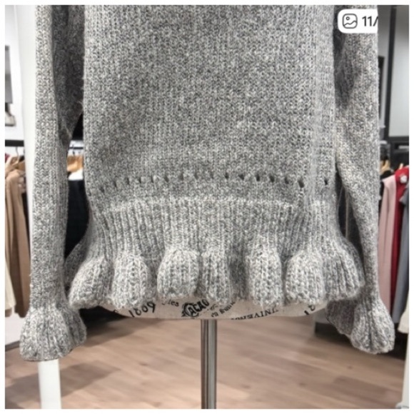 Chicwish Women's V-Neck Sweater with Ruffle Trim. Gray. Small - Picture 10 of 15